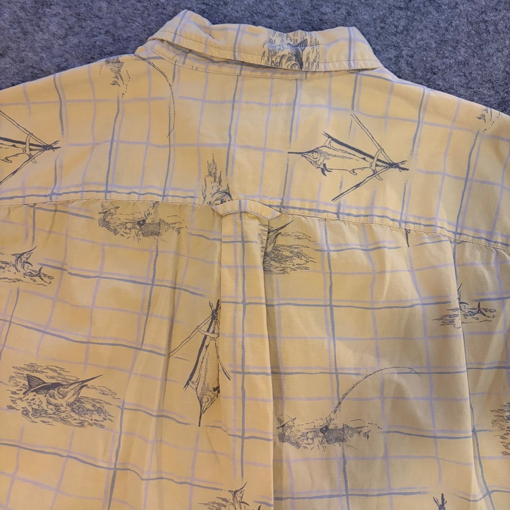 Columbia River Lodge Mens XXL Yellow Plaid Marlin Fishing Button‎ up Shirt - Picture 6 of 9